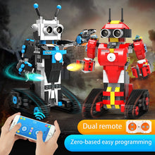 Load image into Gallery viewer, Children's science and education programmable intelligent robot dual remote education gift toy building block toy
